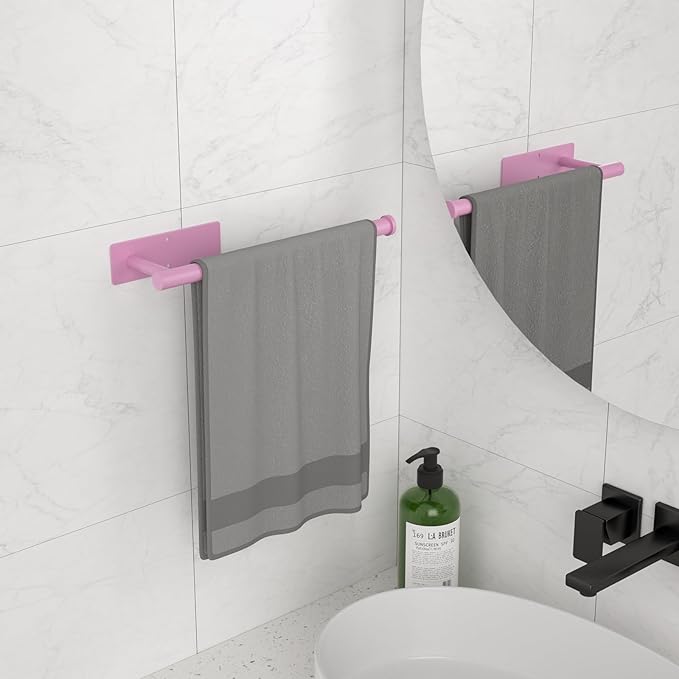 Paper Towel Holder Under Cabinet, Self-Adhesive,No Drilling, Stainless Steel, Wall-Mounted for Kitchen and Bathroom, Easy Install, Durable, Space-Saving, Ideal for Home, RV (Pink, 1 Pack)