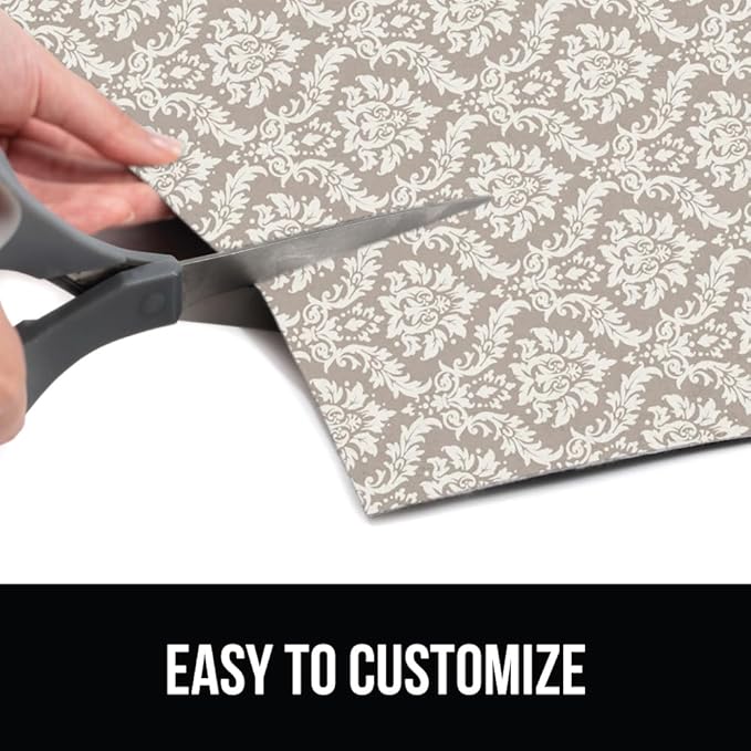 GORILLA GRIP LeakGuard Non-Adhesive Under Sink Mat for Kitchen Cabinet, 24x60, Waterproof Quick Dry Shelf Liner, Durable Absorbent Felt Mats for Bathroom Sinks, Cabinets, Dresser, Damask Taupe Cream