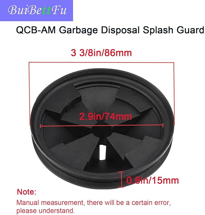 2 Pcs 3 3/8" Garbage Disposal Splash Guards Sink Baffle Drain Cover QCB-AM Replacement for InSinkErator Evolution Series, Removable Quiet Collar Drain Plugs Garbage Disposer Accessories