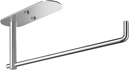 VAEHOLD Self Adhesive Paper Towel Holder Under Cabinet Mount, Wall Mounted Paper Towel Roll Holder for Kitchen, Bathroom, Wall - SUS304 Stainless Steel (Silver)