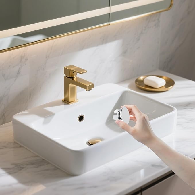 Sink Overflow Hole Cover Basin Trim Insert for Home, Sink, Bathroom, Kitchen Decorative Sink Drain Cap, Double Layer Copper Solid Chrome Overflow Cover(Silver)