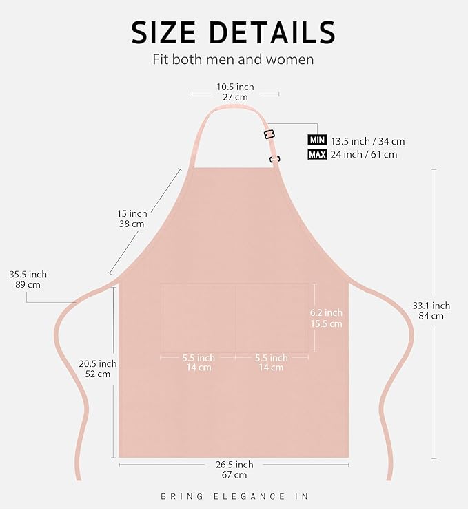 Syntus Apron for Men Women, Adjustable Cooking Kitchen Chef Aprons with 2 Pockets