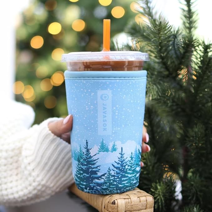 Sok It JavaSok Iced Coffee & Cold Soda Insulated Neoprene Cup Sleeve (Winter Wonderland, Medium: 22-28oz)