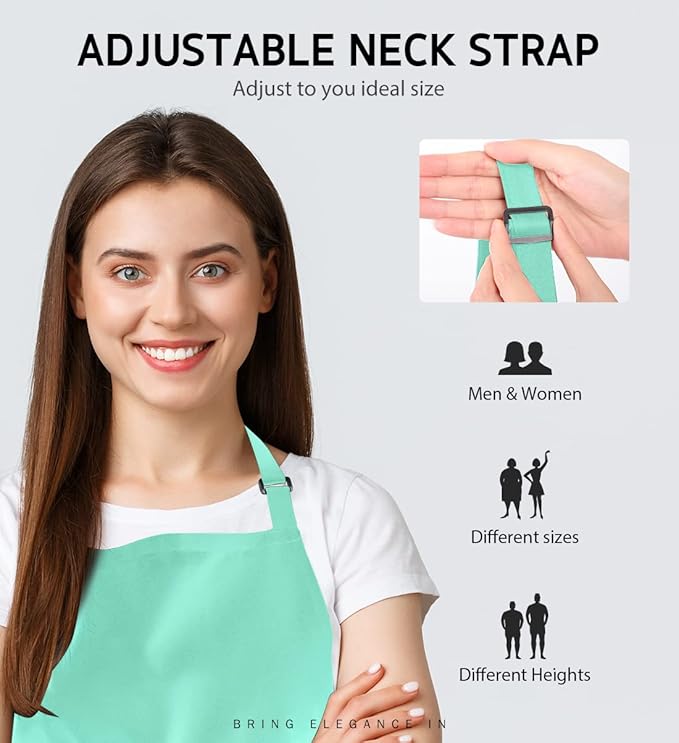 Syntus Apron for Men Women, Adjustable Cooking Kitchen Chef Aprons with 2 Pockets