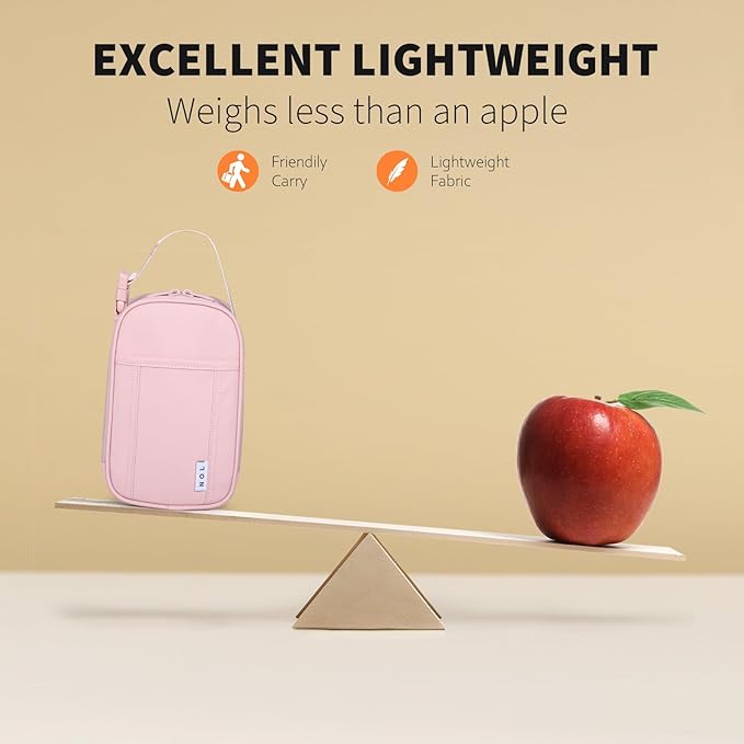 NOL Natural Organic Lifestyle Insulated Lunch Bag for Adult - Snack Bag Lunch Cooler Bag Soft Lunch Tote Bag for Work, Pink