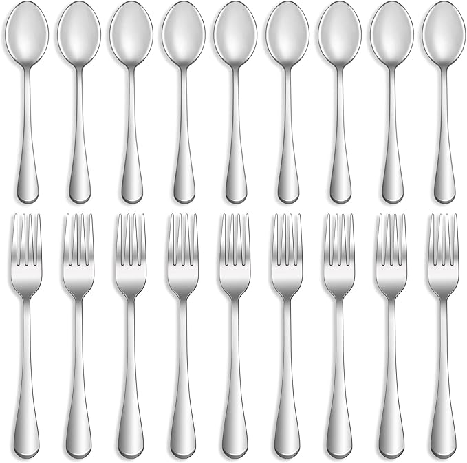 8 Pcs Forks and Spoons Silverware Set,Food Grade Stainless Steel Flatware Cutlery Set for Home,Kitchen and Restaurant,Mirror Polished,Dishwasher Safe - 4 Dinner Fork(8 inch) and 4 Teaspoon(6.5 inch)