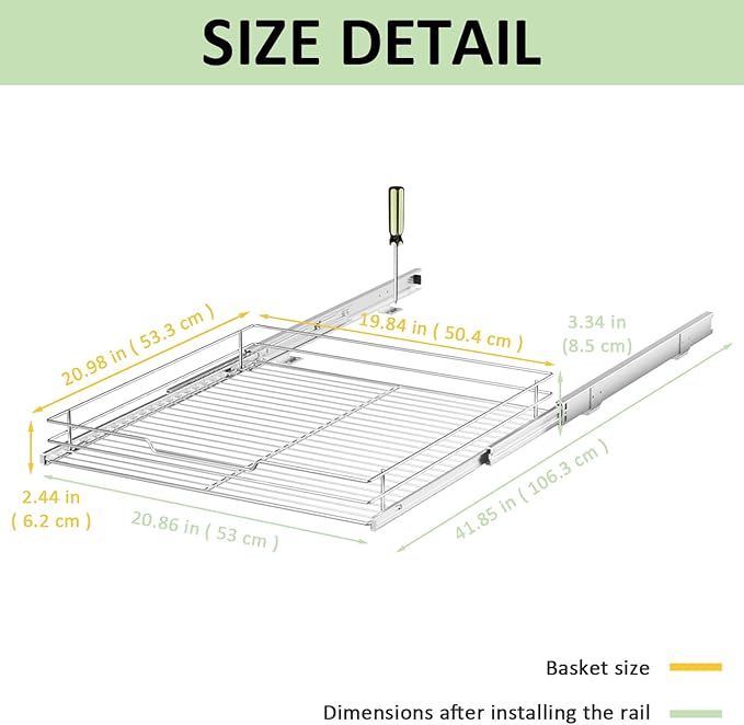 AHNR Heavy Duty Slide Out Cabinet Organizer - Pull Out Shelves, Storage for Kitchen Cabinets, 20'W*21'D