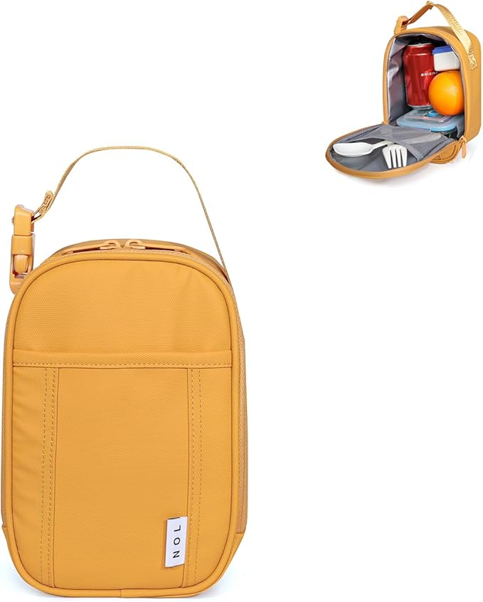 NOL Natural Organic Lifestyle Insulated Lunch Bag for Adult - Snack Bag Lunch Cooler Bag Soft Lunch Tote Bag for Work, Earth-yellow