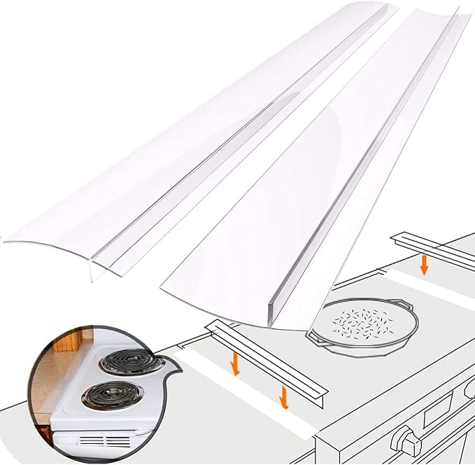 Kitchen Stove Counter Gap Cover，2 PCS Silicone Stove Gap Covers,Heat Resistant Oven Gap Cover Gap Filler Prevents Foods Spills From Kitchen Counter Stovetop Gap (Semi-clear, 25INCHES)
