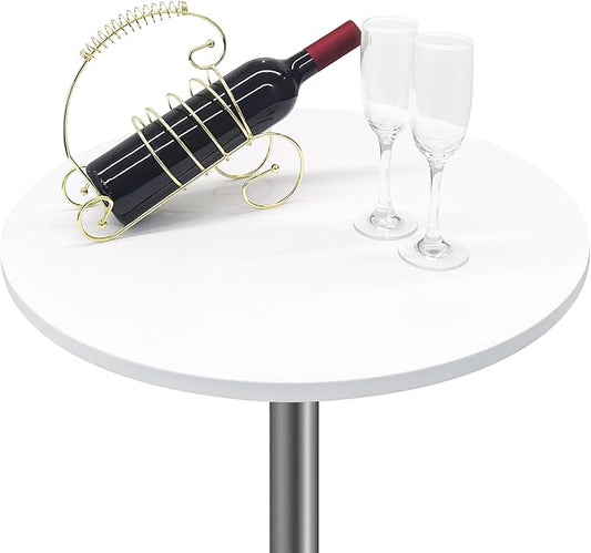 Small Round Fitted Table Cover Cocktail Table Topper Cap Elastic Tablecloth Stretch Spandex Tables Cloth for Bar Pub Party White 24 Inch