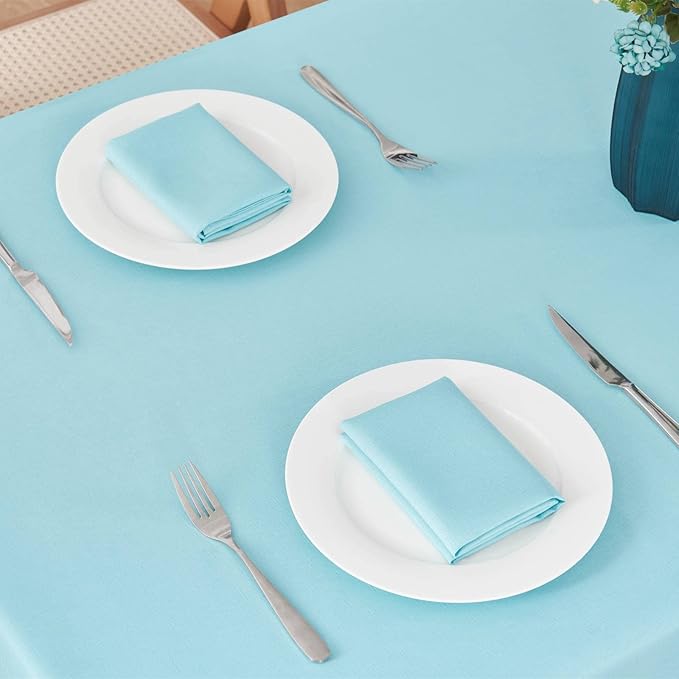 Veblandy Rectangle Tablecloth Waterproof 60x120 inch Linen Textured Table Cloth Stain and Wrinkle Resistant Washable, Decorative Fabric Table Cover for Dining, Party and Camping, Aqua