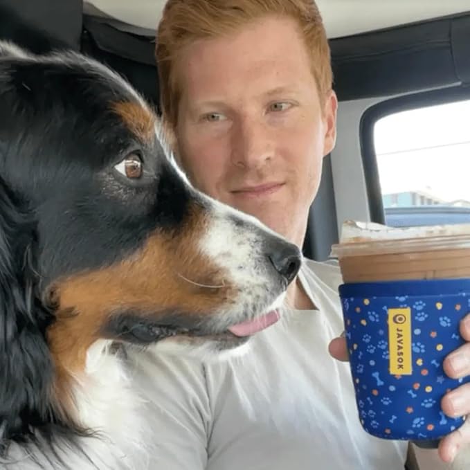 Sok It JavaSok Iced Coffee & Cold Soda Insulated Neoprene Cup Sleeve (Paws and Bones, Large: 30-32oz)