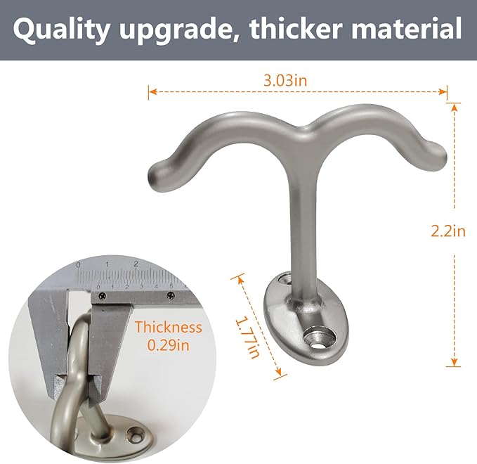 Zinc Alloy Double Prong Ceiling Hook Towel/Robe Clothes Hook for Closet Top Bathroom Kitchen Cabinet Garage (Pack of 6)