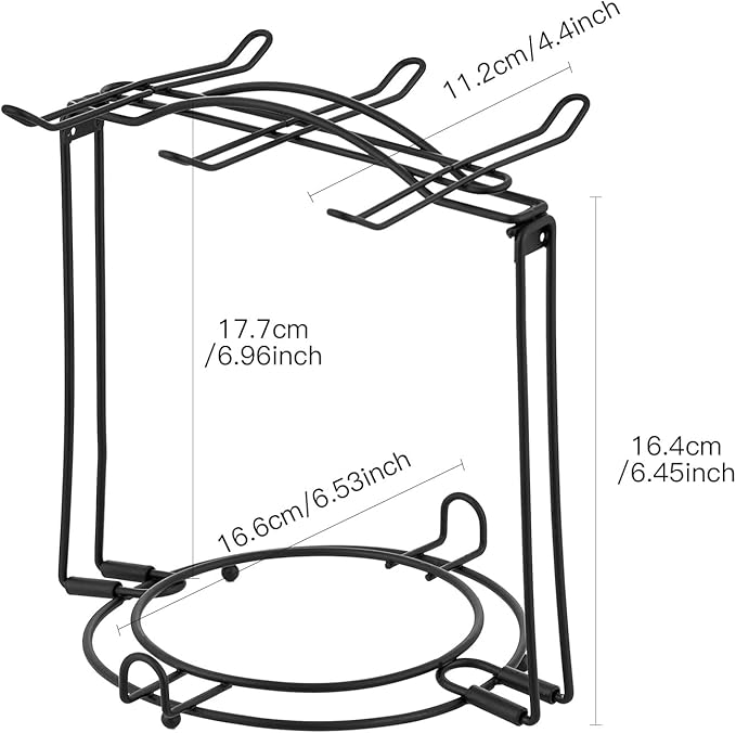 Tea Cup Holder, Coffee Cups and Saucers Display Stand, Metal Foldable Storage Rack for Espresso and Cappuccino Cup - Black
