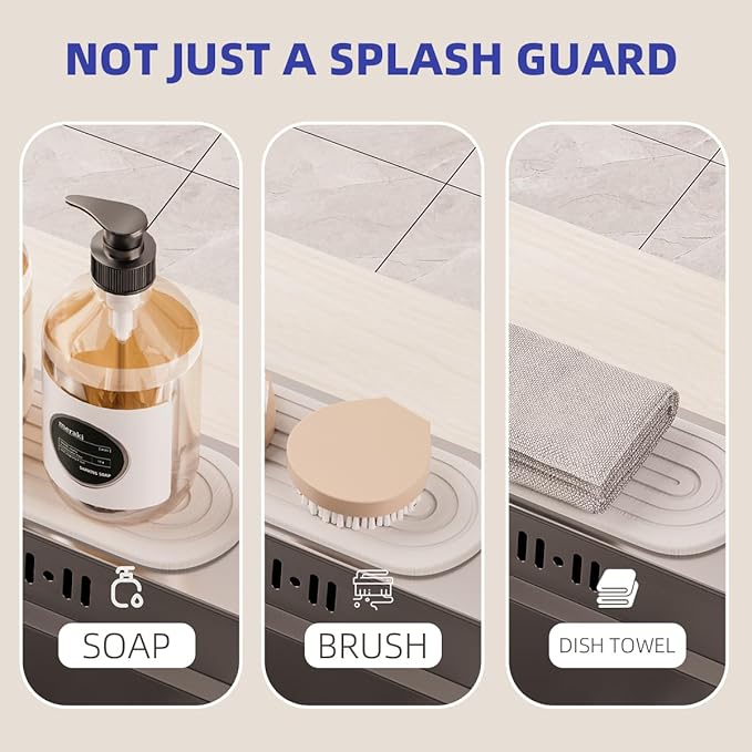 PEKER Faucet Mat for Kitchen Sink 23.6" – Diatomite Fast Drying Stone Sink Tray, Super Absorbent Faucet Splash Guard for Bathroom Counter, Sink Drip Catcher & Organizer