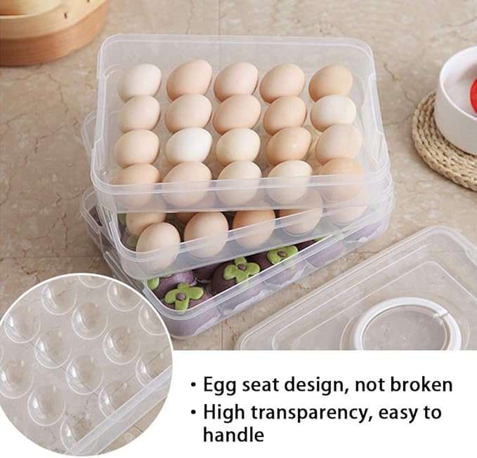 HANSGO Deviled Egg Containers with Lid, 3-Layer 60PCS Clear Egg Platter Carrier with Lid Dispenser for Easter Thanksgiving Party Home Kitchen Supplies