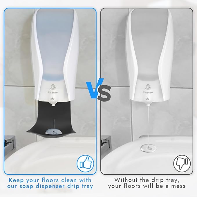 10PCS Dispenser Drip Tray Wall Mount Soap Dispenser Bracket,Laundry Detergent Drip Catcher Prevent Dripping and Spraying, Easy to Clean(Black)