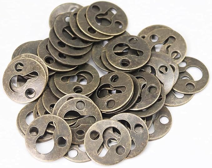 50pcs Round 25mm / 1-inch Mortise Type Metal Keyhole Hangers Shelf Brackets Picture Frame Hanging Plate (Antique Bronze)