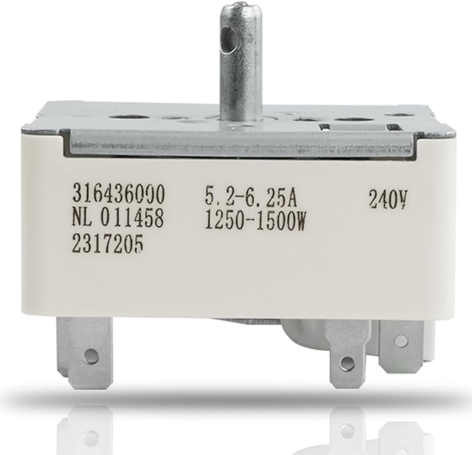 316436000 316021500 Surface Burner Control Switch Fits Frigidaire 6 Inch Range Surface Element Control Switch Replacement Replace Model: 1155394, EA1145039, PS1145039, AH1145039, AP3890378