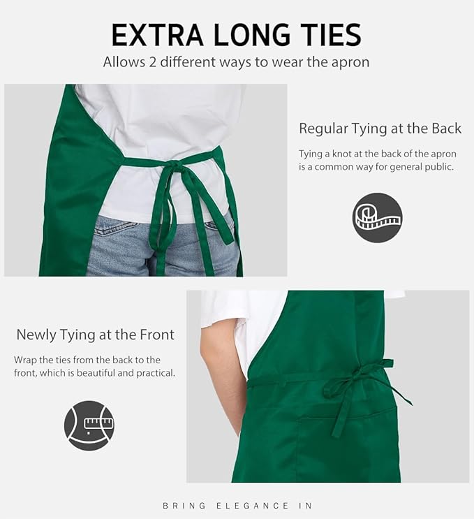 Syntus Apron for Men Women, Adjustable Cooking Kitchen Chef Aprons with 2 Pockets