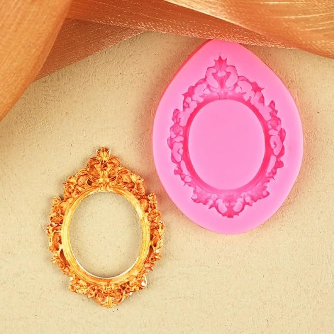 9 PCS Picture Frames Fondant Silicone Molds, TuNan Vintage Style Photo Frame Moulds for Cake Decorating Cupcake Topper Chocolate Candy Polymer Clay