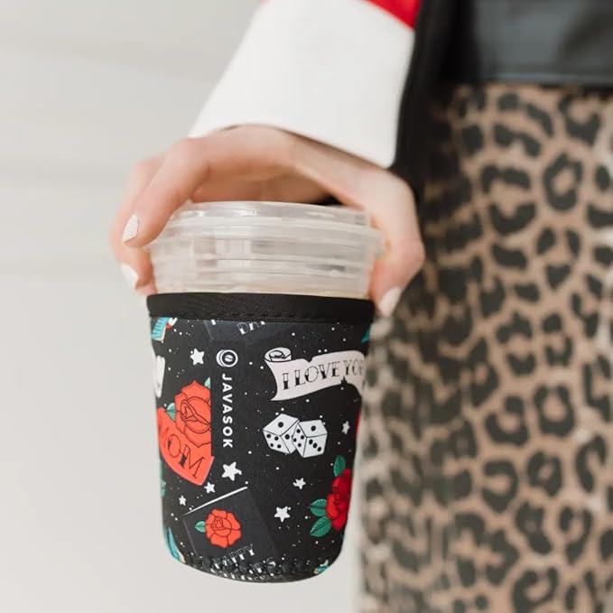 Sok It JavaSok Iced Coffee & Cold Soda Insulated Neoprene Cup Sleeve (Heart & Soul, Large: 30-32oz)