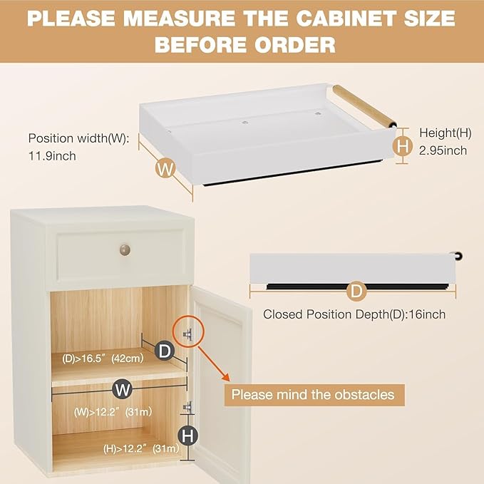 2 Pack Pull out Cabinet Organizer, 16" Deep Pull Out Drawer for Kitchen Cabinets Adhesive with Nano Film, Slide out Cabinet Organizer Shelf for Pantry Bathroom Organization White