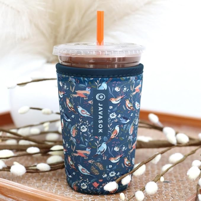 Sok It JavaSok Iced Coffee & Cold Soda Insulated Neoprene Cup Sleeve (Early Birds, Medium: 22-28oz)