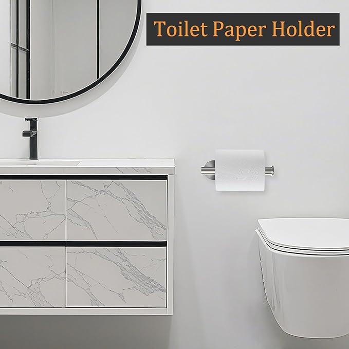 Toilet Paper Holder - SUS 304 Stainless Steel Toilet Paper Holder Wall Mount, Toilet Paper Roll Holder for Bathroom, Kitchen, Washroom - Brushed Nickel