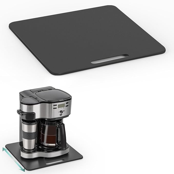 ANBOXIT Metal Appliance Slider, Sliding Tray for Coffee Maker,360° Effortless Movement,Small Appliance Rolling Tray for Counter, Coffee Pot Slider, Wide - Medium (13"D x 14"W)