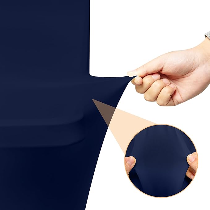 2 Pack 6 Feet Navy Spandex Tablecloth for Rectangular Tables, Fitted & Stretch, Washable, Wrinkle Resistant, Perfect for Event, Wedding, Party, Banquet, Cocktail, Festival, and Table Protector
