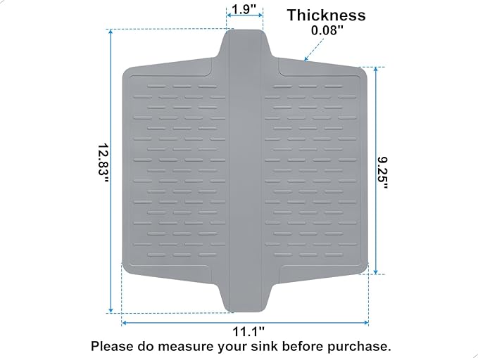 Sink Saddle, Divider Mat, Kitchen Sink Mat, Silicone Protector, No Smell, Never Stain, Ultra Soft, 12.83'' x 11.1''