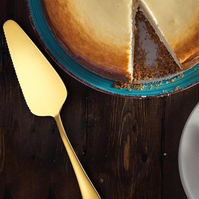 Wedding Cake Knife and Server Set Gold,2Pcs Cake Cutting Set For Wedding 10.63" Cake Cutter And 9.06" Cake Server Perfect For Wedding, Christmas, Birthday and Events,Dishwasher Safe