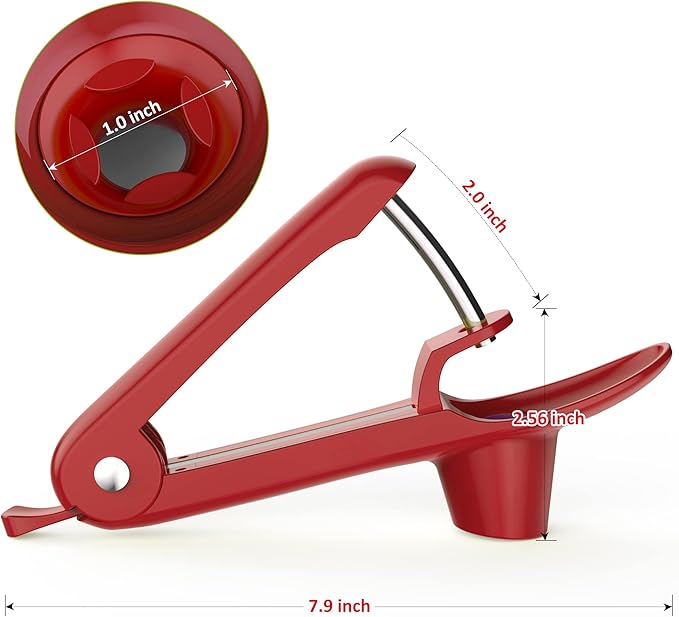 Cherry Pitter - UCMORX Stainless Steel Cherries Pitter Tool Cherries Corer Cherry Remover for Making Cherry Jam with Lock Design(Red)