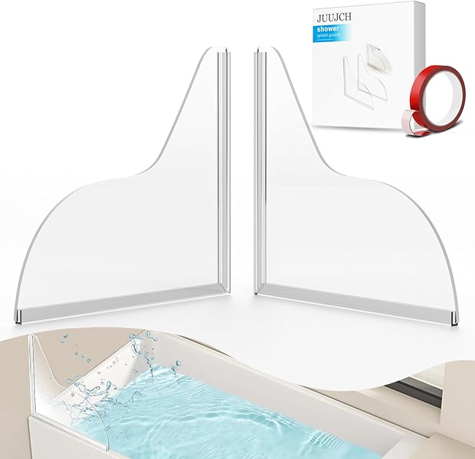 Shower Splash Guard for Bathtub - Tub Splash Guard-Shower Splash Guard for Tub-Tub Water Splash Guard-Bathtub Water Guards-Shower Water Blocker-Shower Guards to Keep Water in Shower - Clear 1 Set