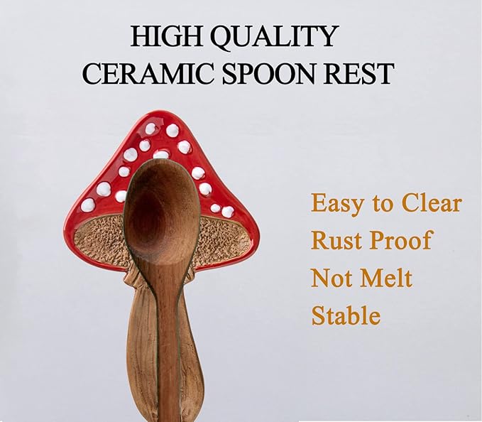 Spoon Rest Spoon Holder For Stove Top Cute Mushroom Spoon Rest For Kitchen Counter Ceramic Spatula Holder Utensil Rest