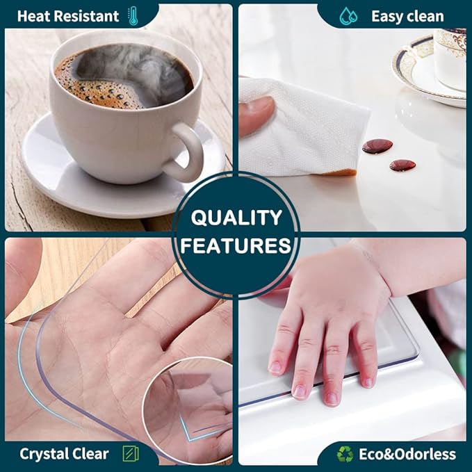 Clear Plastic Chair Mat for Carpeted Floor Protection PVC Table Cloths Vinyl Transparent Tablecloth for Office Writing Children Study Work Desktop Cover Mat Pad Dust Water Proof Easy Clean 32x48 inch
