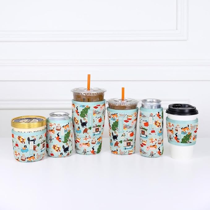 Sok It JavaSok Iced Coffee & Cold Soda Insulated Neoprene Cup Sleeve (Meowy Mayhem, Large: 30-32oz)