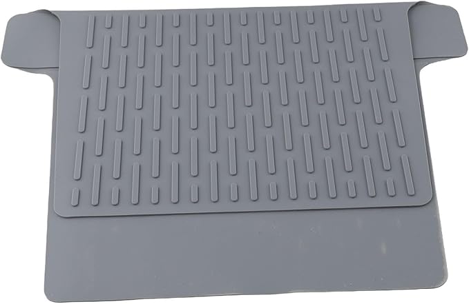 Silicone Kitchen Sink Divider Mat Heat Resistant Counter Protection Pad Double Basin Bridge Mat Dishwasher Safe Non-Slip Dish Drying Rack Between Sinks 17.6x12.8(Grey)