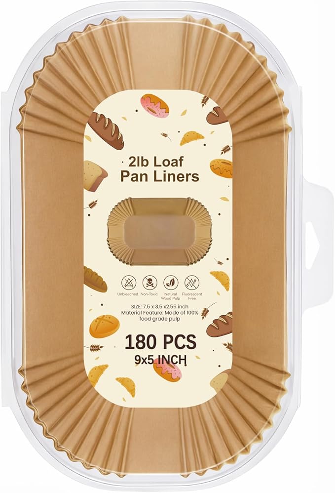 Loaf Pan Liners for Baking Bread 9x5 Inch - 180 PCS Non-Stick Parchment Paper Liners - Disposable Bread Pans Liner for Sourdough Bread, Banana Bread, Cakes, Baking Accessories