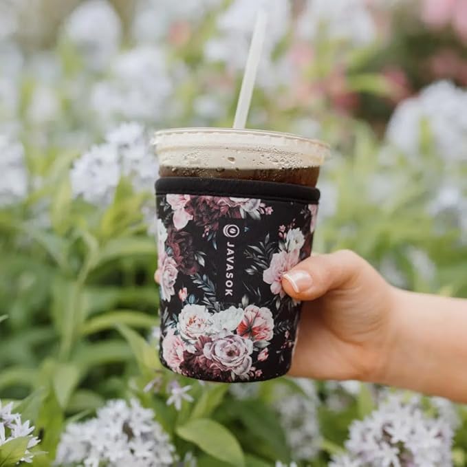 Sok It JavaSok Iced Coffee & Cold Soda Insulated Neoprene Cup Sleeve (Bloom at Night, Small: 16-20oz)