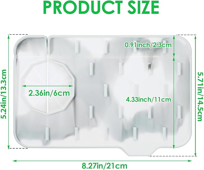 Sink Faucet Splash Guard Mat Silicone Soap Dish Pad Faucet Handle Drip Catch Sponge Holder Sink Protector Trays for Bathroom Kitchen Countertop Gadgets Accessories 8.3 x 5.7 Inch (Marble)