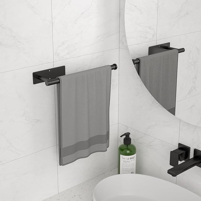 Paper Towel Holder Under Cabinet, Self-Adhesive,No Drilling, Stainless Steel, Wall-Mounted for Kitchen and Bathroom, Easy Install, Durable, Space-Saving, Ideal for Home, RV (Black, 1 Pack)