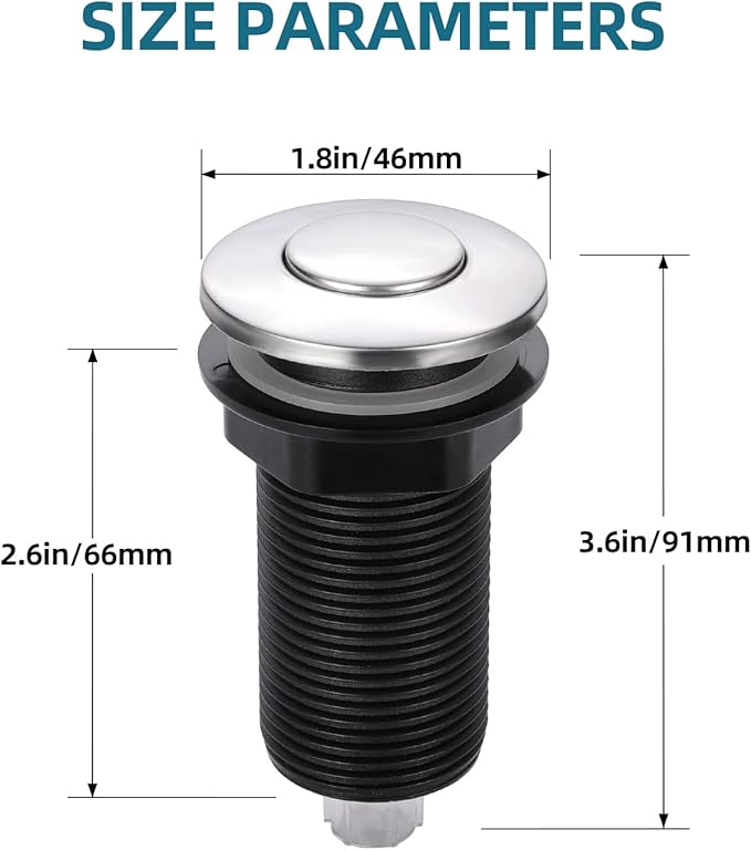RQYEKDO Garbage Disposal Air Switch Kitchen Sink Top Long Stainless Steel Brushed Nickel Long 2.5" for Food and Waste Disposal On/Off Air Button Parts White…