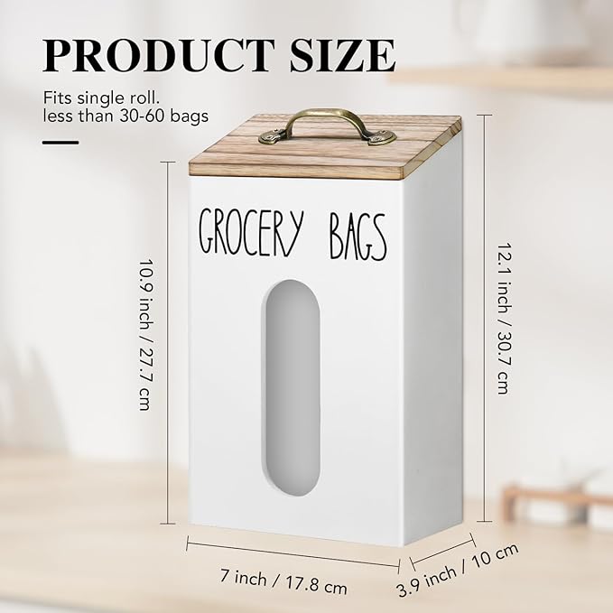 Farmhouse Grocery Bag Holder for Plastic Bags,Plastic Bag Holders for Grocery Bags,Bag Holder for Plastic Bags Groceries Store with Lid,Plastic Bag Holder Under Sink for Kitchen Storage Organization