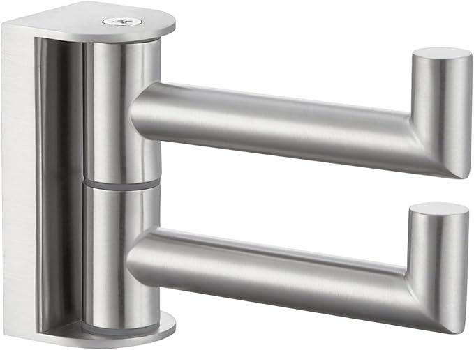 Angle Simple Swivel Towel Hook, SUS 304 Stainless Steel Hand Towel Hook for Bathroom, Foldable Robe Coat Hanger, Brushed Nickel
