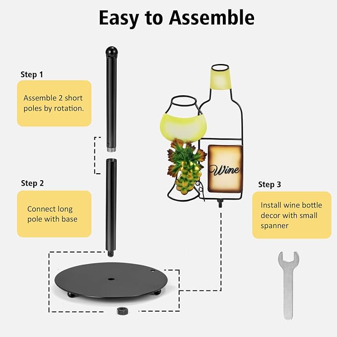 Wine Lovers Gifts - Metal Wine Paper Towel Holder Countertop with Solid Weighted Base, Farmhouse Kitchen Decor, Rustic Country Vintage Decoration Organization