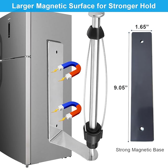 MONEER Magnetic Paper Towel Holder for Frige, One-Hand Operable Paper Towel Holder, Self-Adhesive, No Drill Magnet Paper Towel Holder for Kitchen, Refrigerator, RV, Garage (Silver)