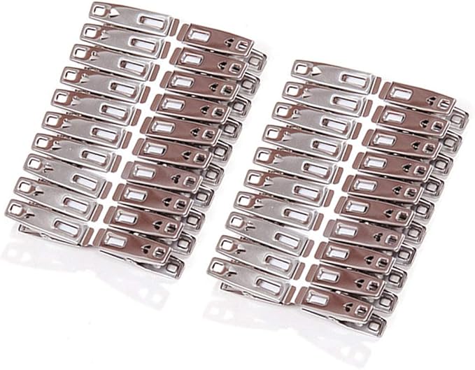40 Pack Heavy Duty Stainless Steel Clothes Pins, Non-Slip Rubber Coated Clothespins, Metal Laundry Pegs for Outdoor Clothesline, Towel, Sock, Food Sealing, Photos, Home Kitchen Travel Office