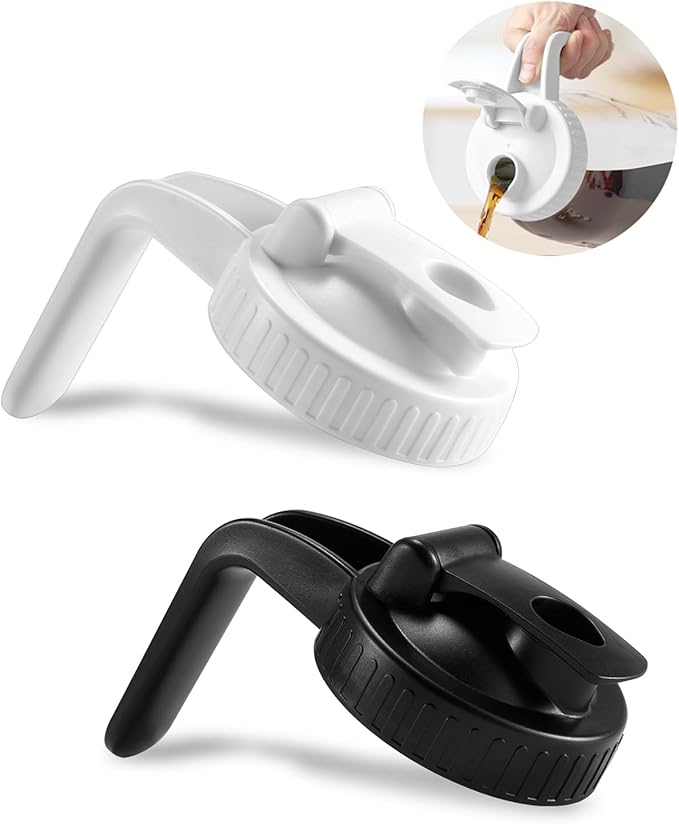 2 Pack Wide Mouth Mason Jar Lids V-Shaped with Handle, Mason Jar Pour Spout Lid with Extended Flip Lid Easy to Open, Airtight Leak Proof and Durable